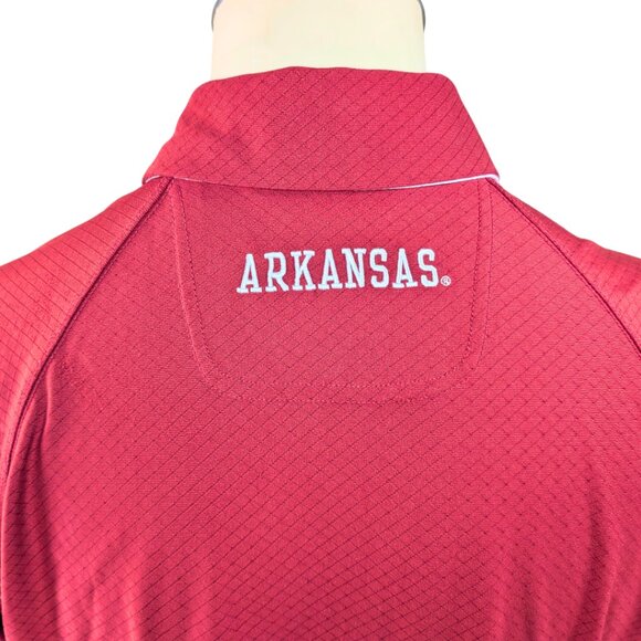 SOLD Arkansas Razorbacks Medium Red Colorblock Nike Dri-Fit Short Sleeve Polo - Picture 6 of 9